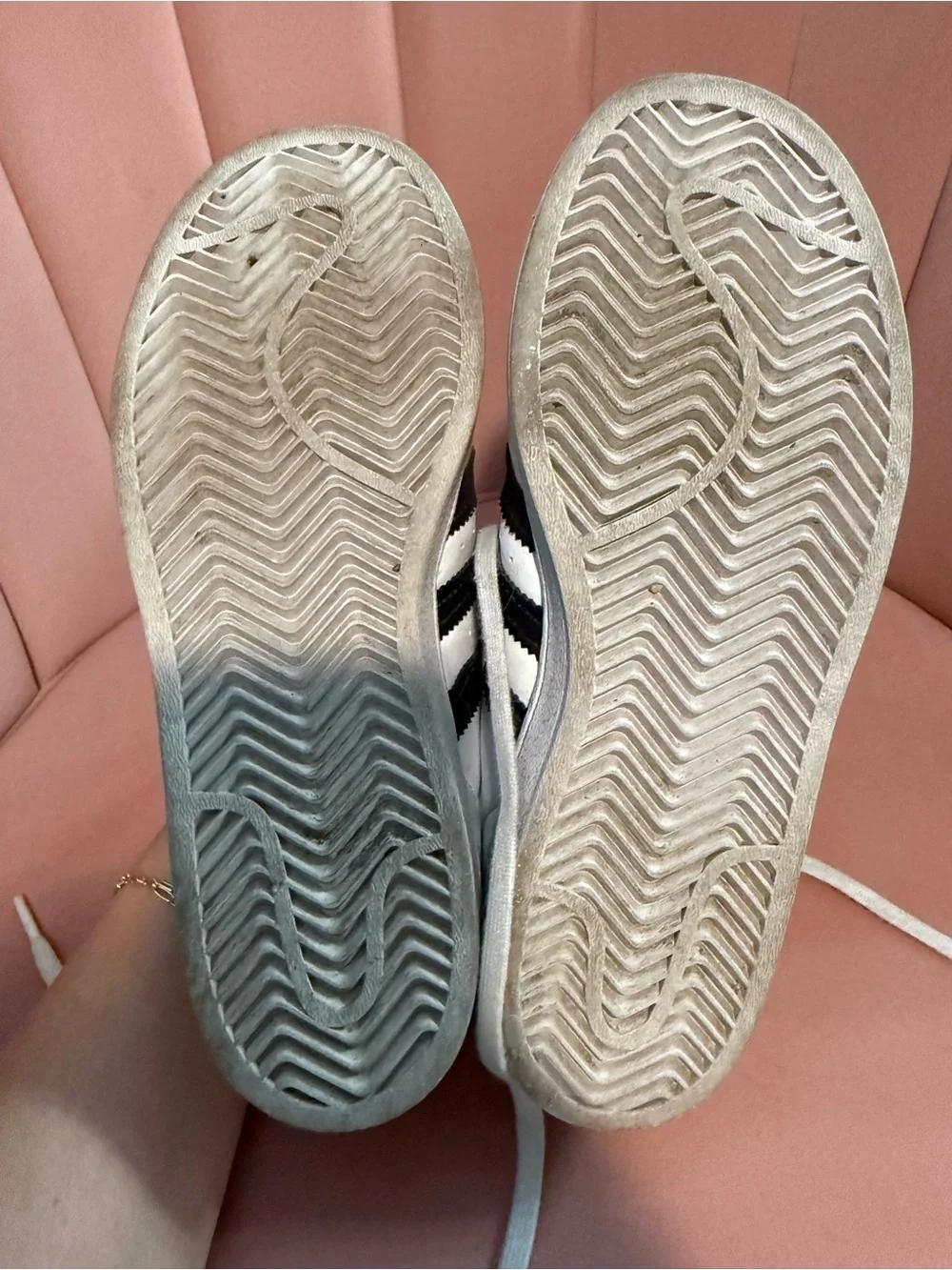 adidas Kids White Sneakers with Black Stripes and Pink Heel Tab